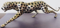 Casa Padrino luxury bronze figure cheetah silver / black 62 x 14 x H. 18 cm - Luxury Quality