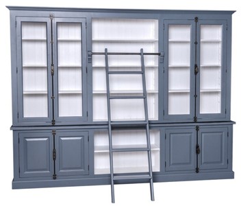 casa padrino landhausstil wohnzimmer hotel büro massivholz kiefernholz schrank bücherschrank wohnzimmerschrank mit leiter Ladeneinrchtung Möbel