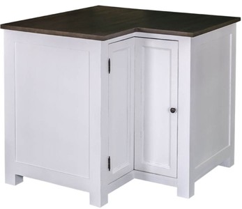 Casa Padrino armoire d'angle de style country blanc / noir 98 x 98 x H. 90 cm - Armoire de Cuisine de Style Country avec Porte