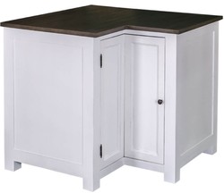 Casa Padrino armoire d'angle de style country blanc / noir 98 x 98 x H. 90 cm - Armoire de Cuisine de Style Country avec Porte