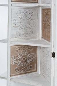 Casa Padrino Landhausstil Raumteiler mit 3 Regalen Antik Weiß / Antik Braun 155 x 2 x H. 181 cm - Shabby Chic Paravent Sichtschutz Trennwand 