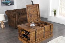 Tavolino da salotto in legno massello di design Casa Padrino 100 x H. 40 cm - bar casa - tavolo da soggiorno - unico
