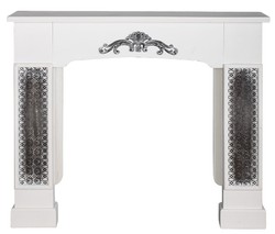 Casa Padrino country style fireplace surround with embellishments white 115 x 23 x H. 100 cm - Handmade Deco in Country Style Casa Padrino country style fireplace surround with embellishments white 115 x 23 x H. 100 cm - Handmade Deco in Country Style