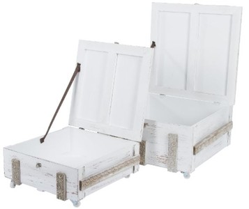 Casa Padrino Landhausstil Shabby Chic Holztruhen 2er Set Antik Weiß - Wohnzimmer Deko