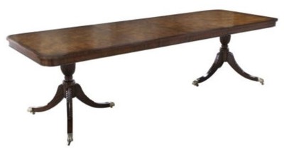Casa Padrino Luxury Mahogany Dining Table with Wheels Light Brown / Dark Brown 180 x 95 x H. 89 cm - Luxury Dining Room Furniture