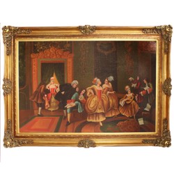 Grande peinture à l'huile baroque peinte à la main Entertainment Night Mod.2 Gold Pompous Frame 225 x 165 x 10 cm - Matériel Massive Grande peinture à l'huile baroque peinte à la main Entertainment Night Mod.2 Gold Pompous Frame 225 x 165 x 10 cm - Matériel Massive