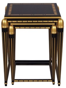 Casa Padrino Luxus Wohnzimmer Beistelltisch Set Schwarz / Gold 45 x 45 x H. 54 cm - Luxus Möbel