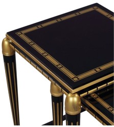 Casa Padrino set di tavolini da salotto di lusso nero / oro 45 x 45 x H. 54 cm - Mobili di Lusso