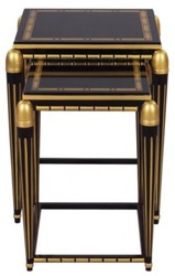 Casa Padrino set di tavolini da salotto di lusso nero / oro 45 x 45 x H. 54 cm - Mobili di Lusso