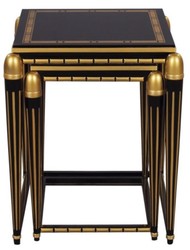 Casa Padrino set di tavolini da salotto di lusso nero / oro 45 x 45 x H. 54 cm - Mobili di Lusso