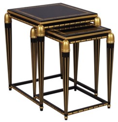 Casa Padrino set di tavolini da salotto di lusso nero / oro 45 x 45 x H. 54 cm - Mobili di Lusso