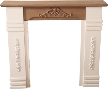 Casa Padrino country style fireplace surround antique white / brown 110 x 22 x H. 98 cm - Shabby Chic Furniture Casa Padrino country style fireplace surround antique white / brown 110 x 22 x H. 98 cm - Shabby Chic Furniture