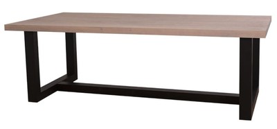 Casa Padrino country style dining table natural colors / black 240 x 120 x H. 78 cm - Solid Wood Dining Table