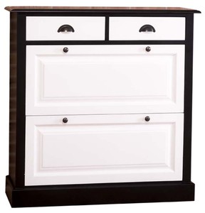 Casa Padrino Armoire à Chaussures de Style Country Noir / Blanc 103 x 35 x H. 105 cm - Meubles de Style Country