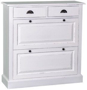 Casa Padrino Armoire à Chaussures de Style Country Antique Blanc 103 x 35 x H. 105 cm - Meubles de Style Country