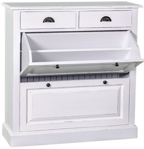Casa Padrino Landhausstil Schuhschrank Antik Weiß 103 x 35 x H. 105 cm - Möbel im Landhausstil 