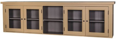 Casa Padrino meuble de cuisine style country beige / gris 192 x 31 x H. 65 cm - Meuble Mural avec 4 Portes Vitrées