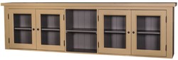 Casa Padrino mueble de cocina de estilo country beige / gris 192 x 31 x H. 65 cm - Unidad de Pared con 4 Puertas de Vidrio
