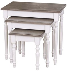 Casa Padrino Country Style Side Table Set of 3 White / Gray - Country Style Solid Wood Furniture