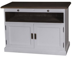 Casa Padrino Country Style TV Sideboard White / Black 180 x 46 x H. 56 cm - Living Room TV Cabinet