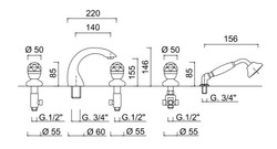 Luxury Bathtub Faucets Set 5-Hole Combination Silver - Bathroom Bathtub Faucets with Swarovski Crystal Glass