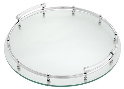 Casa Padrino Luxus Tablett / Serviertablett Silber Ø 40 x H. 7 cm - Gastronomie Accessoires