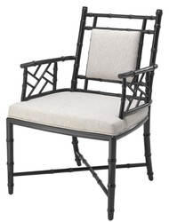 Casa Padrino luxe chaise de salle à manger avec accoudoirs piano noir / naturel 63 x 65 x H. 94 cm - Salle à Manger et Meubles de Conservatoire