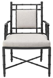 Casa Padrino luxe chaise de salle à manger avec accoudoirs piano noir / naturel 63 x 65 x H. 94 cm - Salle à Manger et Meubles de Conservatoire