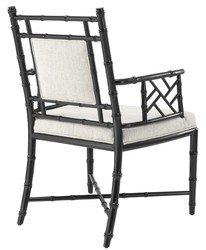 Casa Padrino luxe chaise de salle à manger avec accoudoirs piano noir / naturel 63 x 65 x H. 94 cm - Salle à Manger et Meubles de Conservatoire