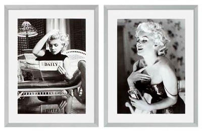 Casa Padrino Imágenes Conjunto de 2 Marilyn Monroe Plata 69 x H. 89 cm - Decoración de Pared de Lujo
