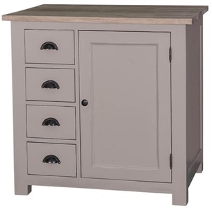 Casa Padrino Country Style Armoire de Cuisine Gris / Naturel Couleurs 92 x 65 x H. 90 cm - Meuble Bas de Cuisine avec Porte et 4 Tiroirs
