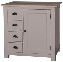 Casa Padrino mobile da cucina stile country grigio / colori naturali 92 x 65 x H. 90 cm - Mobile da Cucina con Anta e 4 Cassetti