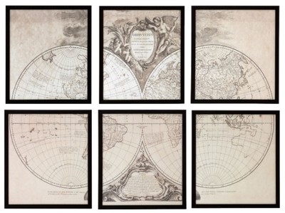 Casa Padrino Conjunto de Imágenes de Old World Orbis Vetus Negro 47,5 x H. 53,5 cm - Decoración de Lujo