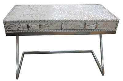 Casa Padrino scrivania design con 2 cassetti argento / bianco 110 x 50 x H. 75 cm - Mobili di Design