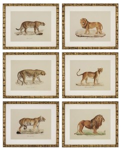 Casa Padrino Imágenes de Conjunto Lion Tiger Jaguars Oro Antiguo 54 x H. 44 cm - Decoración de Pared de Lujo