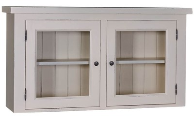 Casa Padrino armoire de cuisine de style country gris clair antique 120 x 31 x H. 65 cm - Armoire de Cuisine de Style Country avec 2 Portes Vitrées