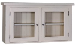 Casa Padrino pensile da cucina stile country grigio chiaro antico 120 x 31 x H. 65 cm - Mobile da Cucina in Stile Country con 2 Ante in Vetro
