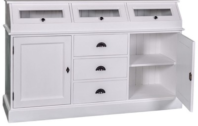 Casa Padrino Landhausstil Küchenschrank / Buffetschrank Weiß 163 x 50 x H. 226 cm - Landhausstil Möbel