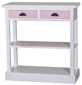 Casa Padrino console de cuisine de style country blanc / rose 85 x 35 x H. 89 cm - Console de Style Country avec 2 Tiroirs