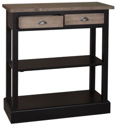Casa Padrino console de cuisine de style country noir / brun 85 x 35 x H. 89 cm - Console de Style Country avec 2 Tiroirs