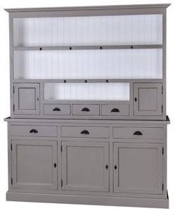 Casa Padrino country style armoire de cuisine gris foncé / blanc 178 x 50 x H. 210 cm - 2 pièces Armoire de Cuisine avec 5 Portes et 6 Tiroirs