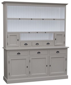 Casa Padrino country style armoire de cuisine gris / blanc 178 x 50 x H. 210 cm - 2 pièces Armoire de Cuisine avec 5 Portes et 6 Tiroirs