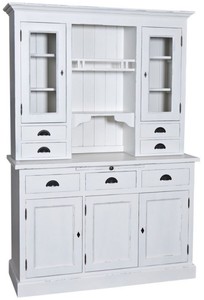 Casa Padrino Country Style Kitchen Cabinet Antique White 137 x 50 x H. 197 cm - 2 Piece Kitchen Cabinet with 5 Doors and 7 Drawers