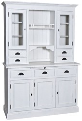 Casa Padrino mobile da cucina stile country antico bianco 137 x 50 x H. 197 cm - Armadio da Cucina 2 Pezzi con 5 Ante e 7 Cassetti