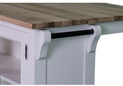 Casa Padrino Stile Country Isola Cucina Bianco / Naturale 135 x 85 x H. 80 cm - Cucina in Stile Country con 2 Ante in Vetro