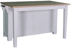 Casa Padrino Stile Country Isola Cucina Bianco / Naturale 135 x 85 x H. 80 cm - Cucina in Stile Country con 2 Ante in Vetro