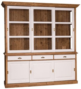 Casa Padrino Armoire de Cuisine de Style Country Marron / Antique Blanc 206 x 53 x H. 219 cm - Armoire de Cuisine 2 Pièces avec 6 Portes Coulissantes et 3 Tiroirs