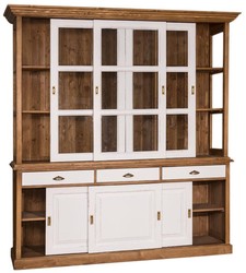 Casa Padrino Mobile da Cucina Stile Country Marrone / Bianco Antico 206 x 53 x H. 219 cm - Armadio da Cucina a 2 Pezzi con 6 Ante Scorrevoli e 3 Cassetti
