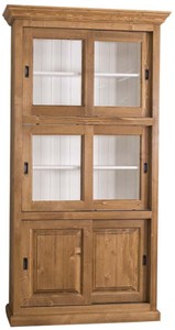 Casa Padrino Cabinet des Livres de Style Country Marron / Blanc 110 x 40 x H. 210 cm - Meuble de Salon avec 6 Portes Coulissantes