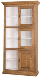 Casa Padrino Gabinete de Libros de Estilo Country Marrón / Blanco 110 x 40 x H. 210 cm - Mueble de Sala de Estar con 6 Puertas Correderas